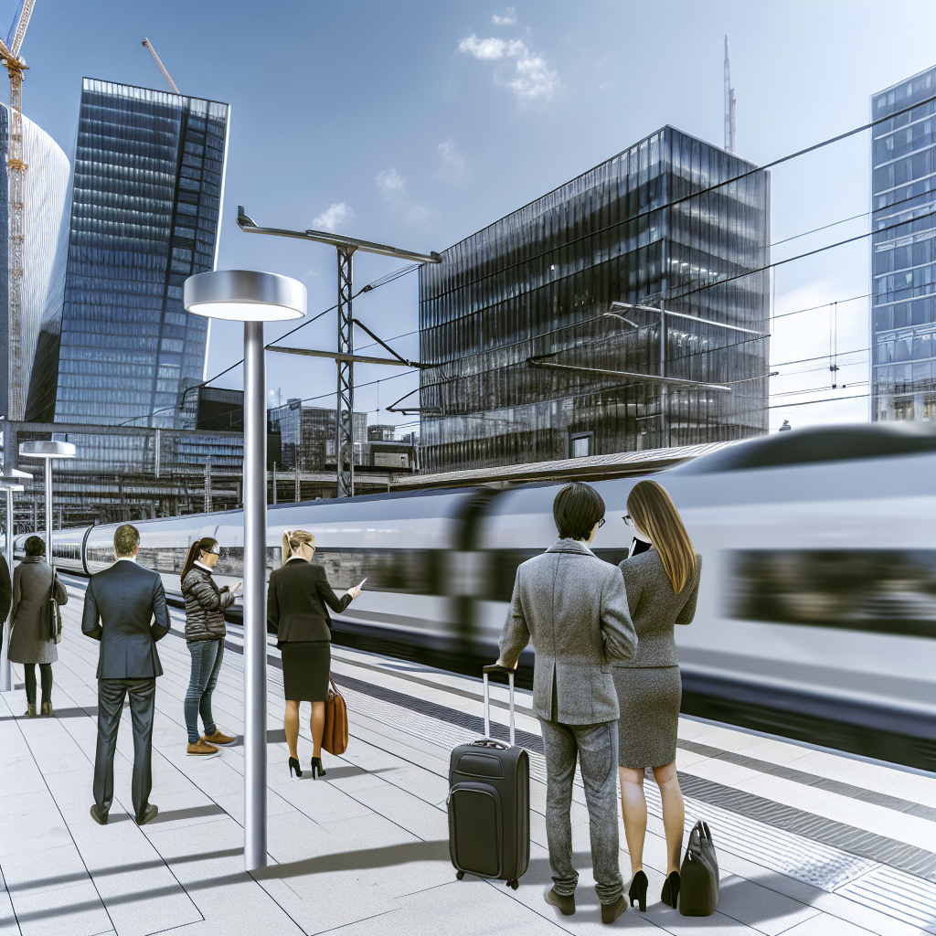 Real estate workers using train locations